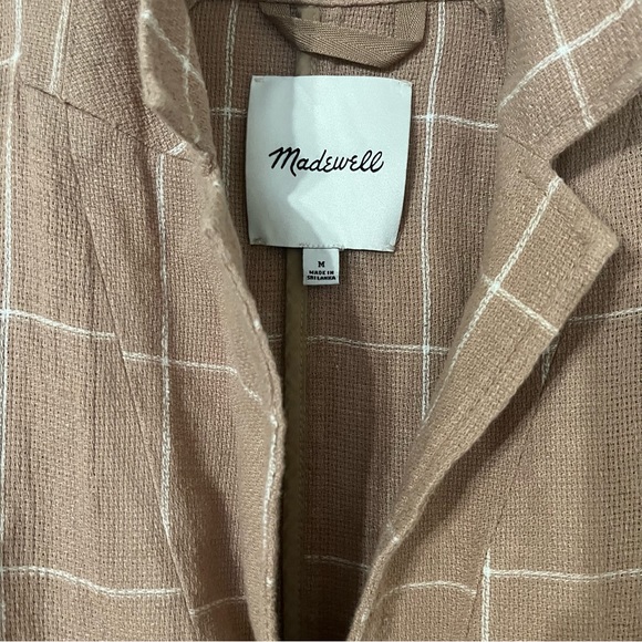 MADEWELL Tan Breezewoven Larsen Blazer in Windowpane Linen Oversized Lightweight - Picture 4 of 7